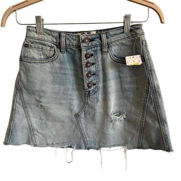 NWT Free People Denim A-Line Skirt, Size 25 - Picture 2 of 9